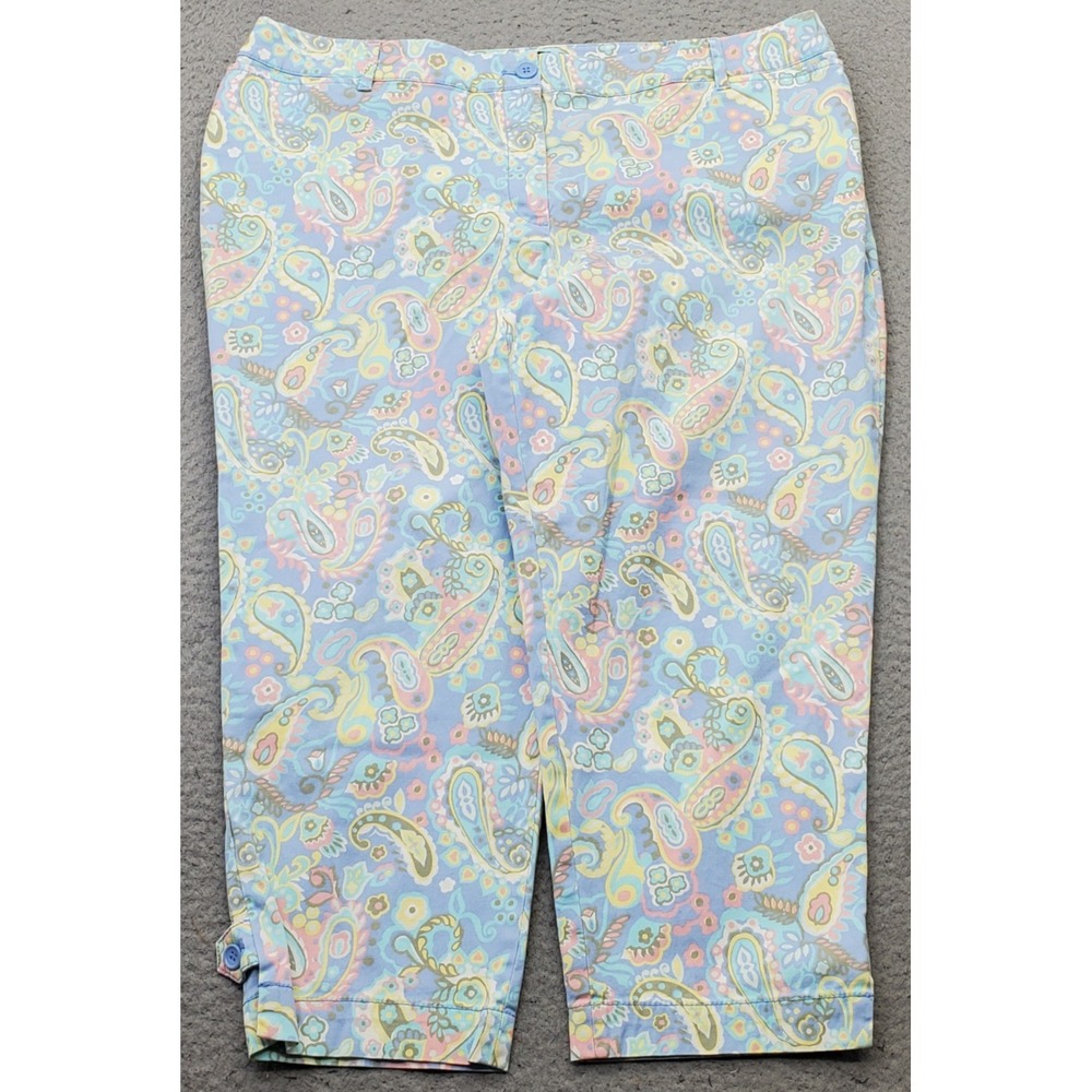 Talbots Perfect Crop Pants Womens 16WP Multicolor Paisley Floral Comfort Stretch